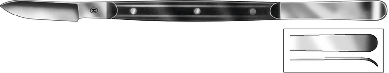 37233 - Wachsmesser nach Fahnenstock - Stück HSL 115-17, 175 mm, schwarzes Holzheft