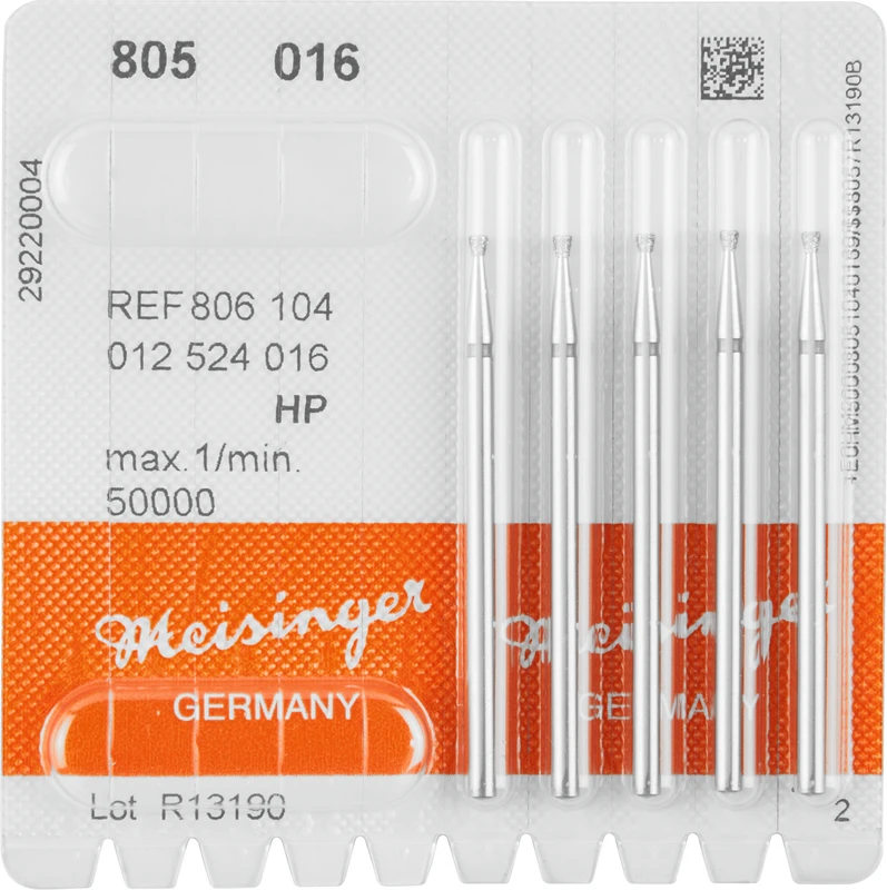 22400 - Diamanten 805 - Packung 5 Stück blau mittel, HP, Figur 012 umgek. Kegel, Kante scharf, 1,5 mm, ISO 016