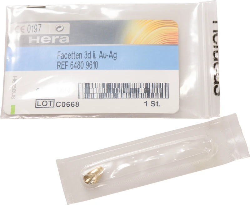 45626 - Facetten - Stück Eckzahn 3d groß, 7,5 x 12 mm, links-oben / rechts-unten