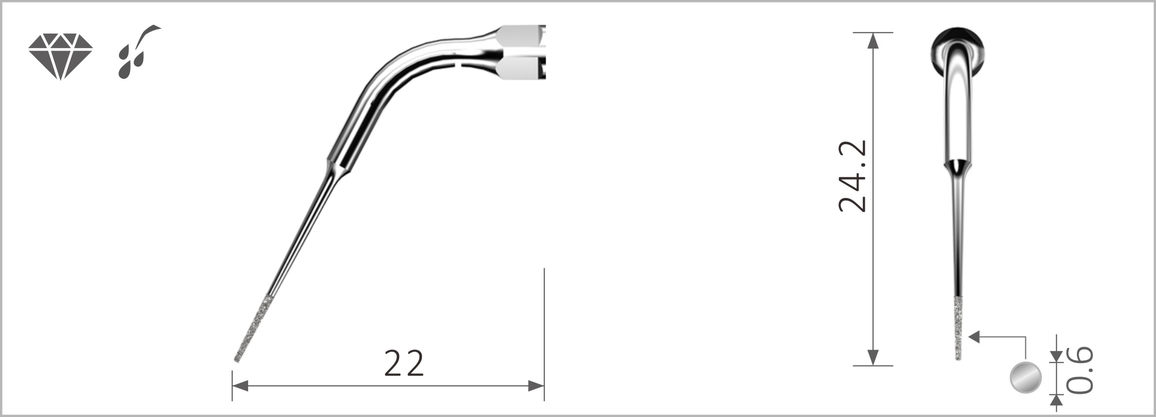 Stück, E15D Passend für EMS® Diamantspitze für verbessertes Schneiden und Abrieb, zum Entfernen Stück, E15D Passend für EMS® Diamantspitze für verbessertes Schneiden und Abrieb, zum Entfernen