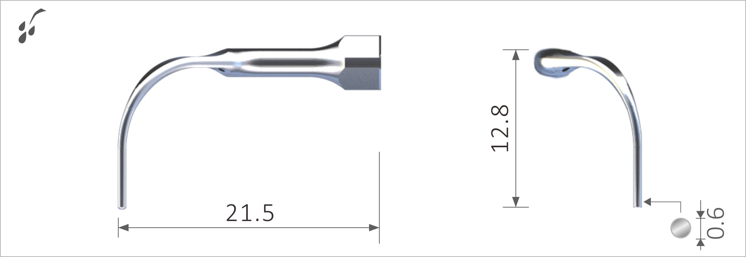 107155758 - Parodontal Spitzen - Stück, PD6L Passend für SATELEC® Spitze linksläufig. Zur Entfernung von subgingivalem Zahnstein 