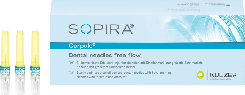 105356 - SOPIRA® Carpule® Free Flow Kanülen - Packung 100 Stück 30G, 12 mm, kurzer Anschliff blau, Typ Injektion Intraligamentär