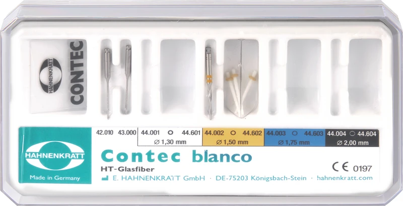Test Set 2 Kanalerweiterer, 1 Kalibrierbohrer, 3 Wurzelstifte, 1 Messschablone, Box leer
