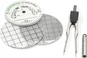 Set 1 Orthometer, 1 Scheibe 1 mm, 1 Scheibe 1 cm, 1 Zirkel Set 1 Orthometer, 1 Scheibe 1 mm, 1 Scheibe 1 cm, 1 Zirkel