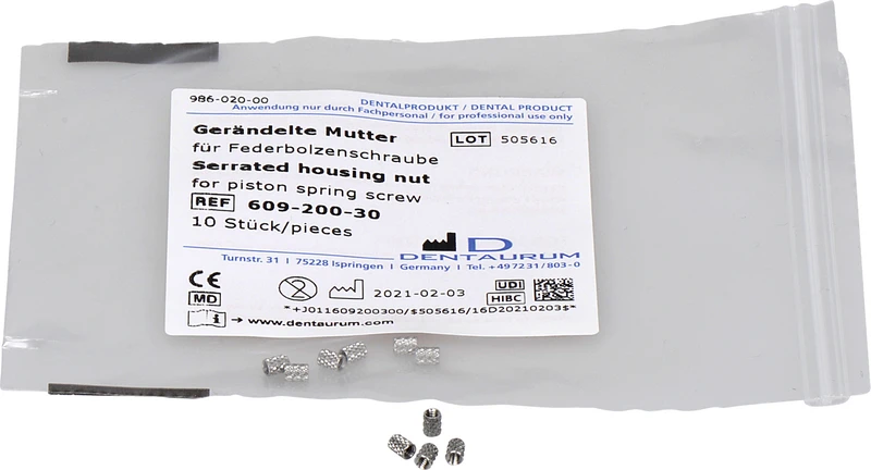 Packung 10 gerändelte Muttern, 3 mm