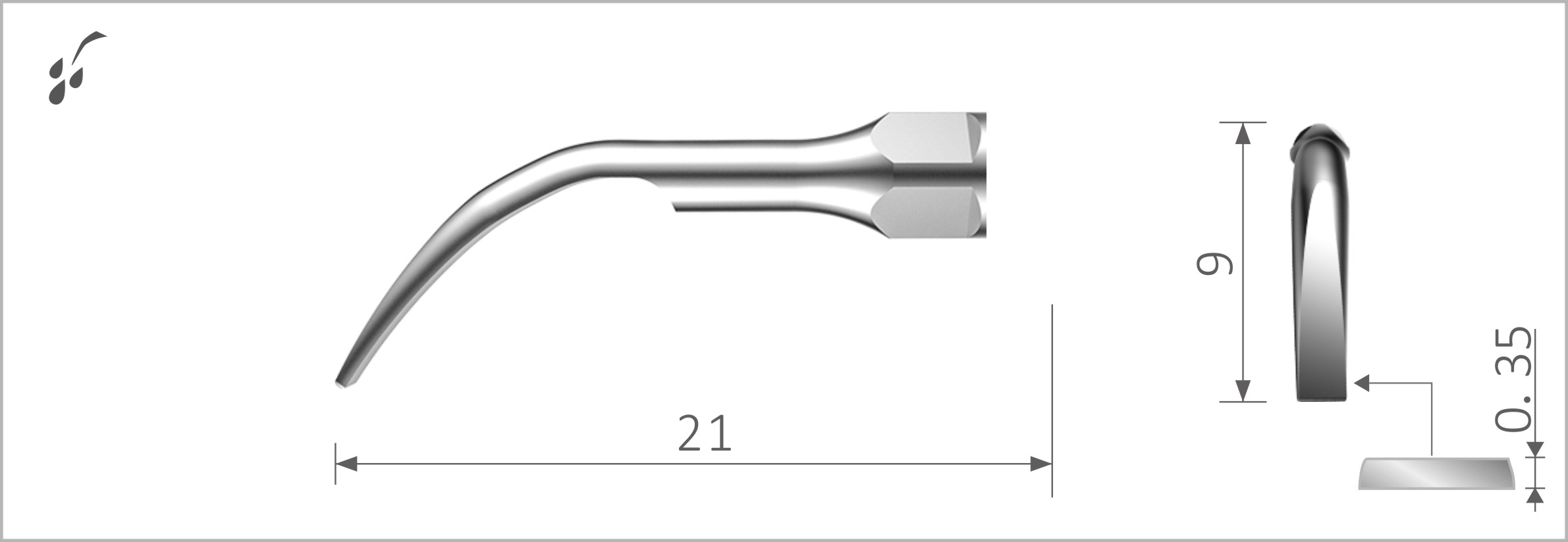 Stück, G2 Passend für EMS® Spitze mit flacher Kante zur Entfernung von schwerem, supragingivalen Zahnstein. Stück, G2 Passend für EMS® Spitze mit flacher Kante zur Entfernung von schwerem, supragingivalen Zahnstein.