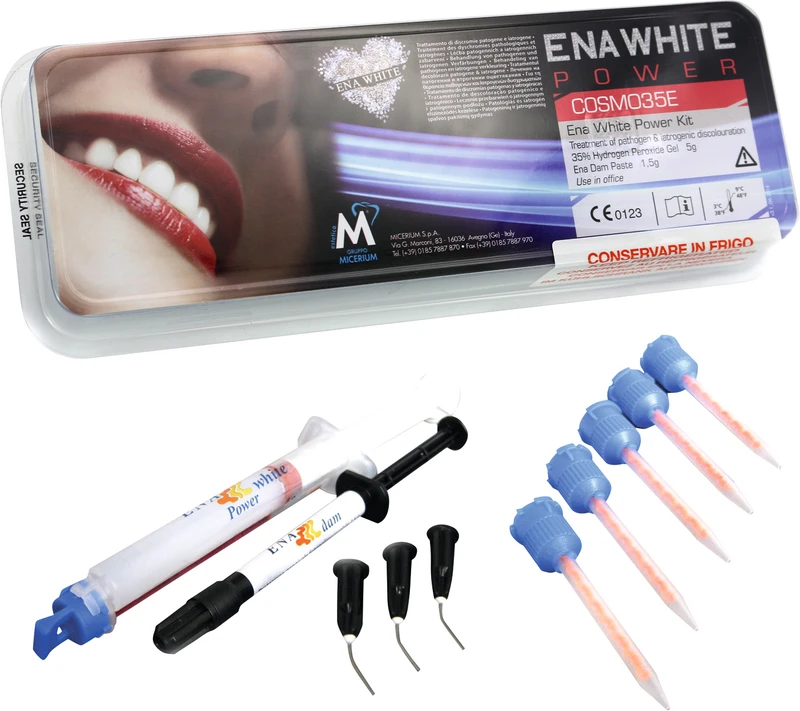 Kit 5 g Gel Wasserstoffperoxid 35 %, 1,5 g Paste Gingivaschutz, Zubehör