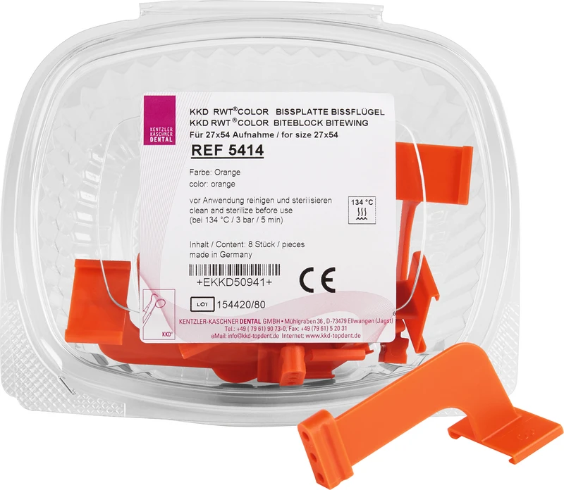 Packung 8 Bissplatten orange, Größe 3, Bissflügel