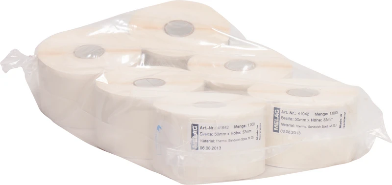 Packung 6 x 1.000 Stück weiß, zweifach klebend