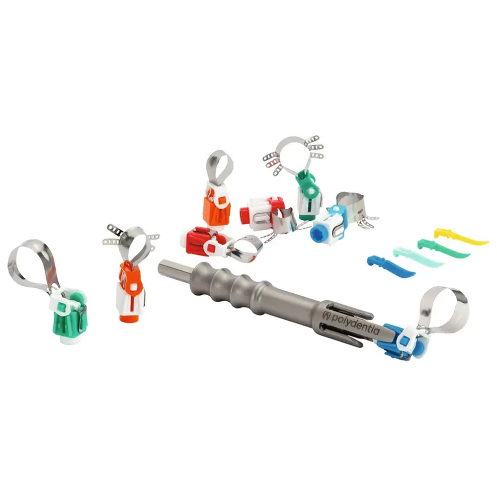Kit 40 Vollmatrizen (regular/ mit Lasche), 2 Instrumente, 100 Keile sortiert