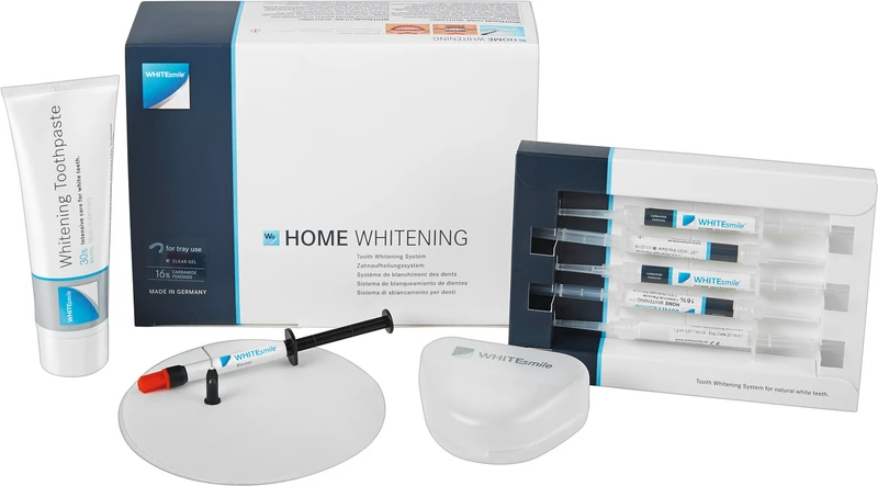 Slim Kit 8 x 1,2 ml Zahnaufhellungsgel 16 % CP, 2 x 1,2 ml After Whitening Mousse, Zubehör