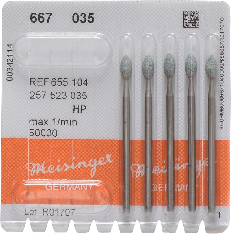 82007 - Keramische Schleifer 667 - Packung 5 Stück grün mittel, HP, Figur 257, 7 mm, ISO 035 82007 - Keramische Schleifer 667 - Packung 5 Stück grün mittel, HP, Figur 257, 7 mm, ISO 035
