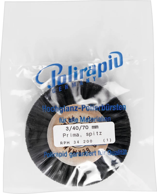 53242 - Prima Rundbürsten - Stück mit HK, 3-reihig, Chungking schwarz spitz, Kern: Ø 40 mm, Außen: Ø 70 mm