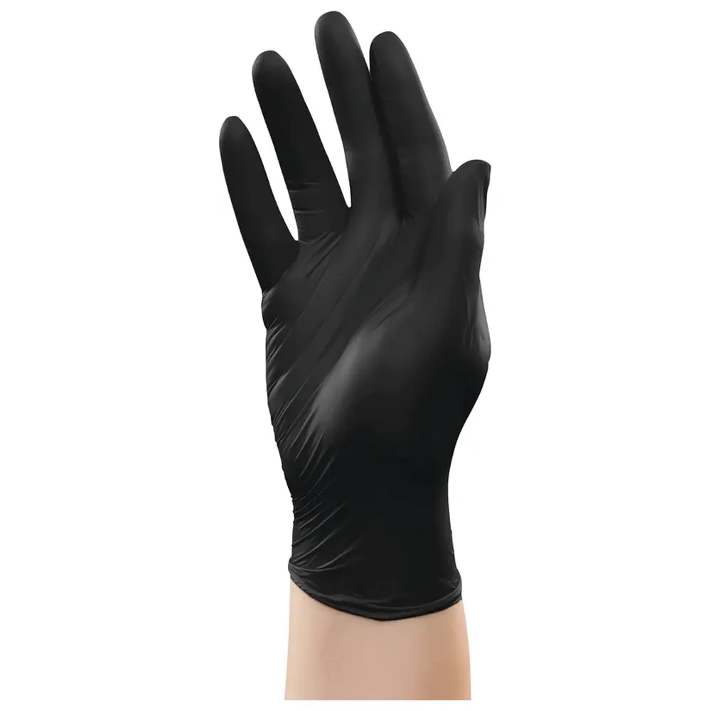 Packung 100 Stück schwarz, mit Rollrand, latexfrei, puderfrei, Nitril, L
