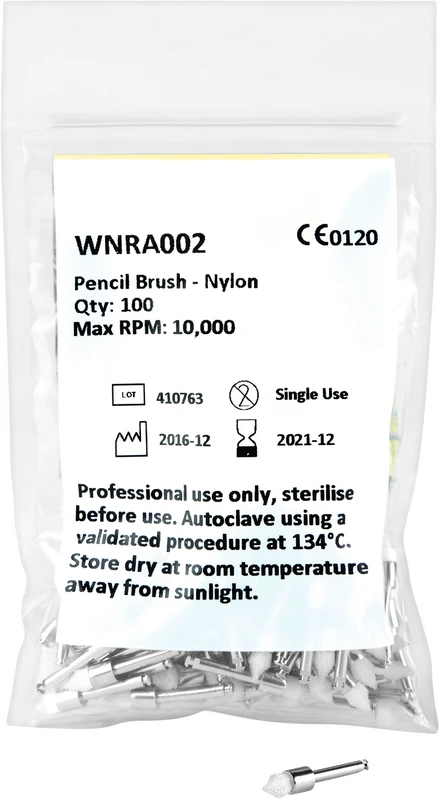 123244 - Nylon Polierbürsten weiß - Packung 100 Stück spitze Form, RA