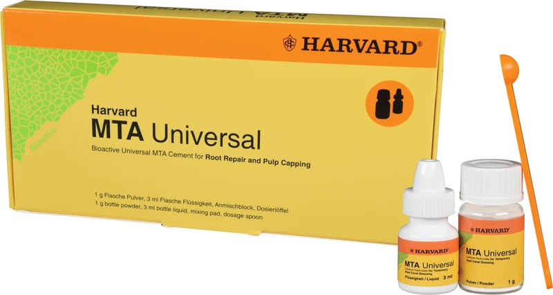 Packung 1 g Pulver, 3 ml Flüssigkeit, 1 Dosierlöffel, 1 Anmischblock, 1 Spatel