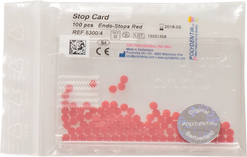 12310 - Endo Stops - Packung 100 Endo-Stopper rot, 1 Stop-card