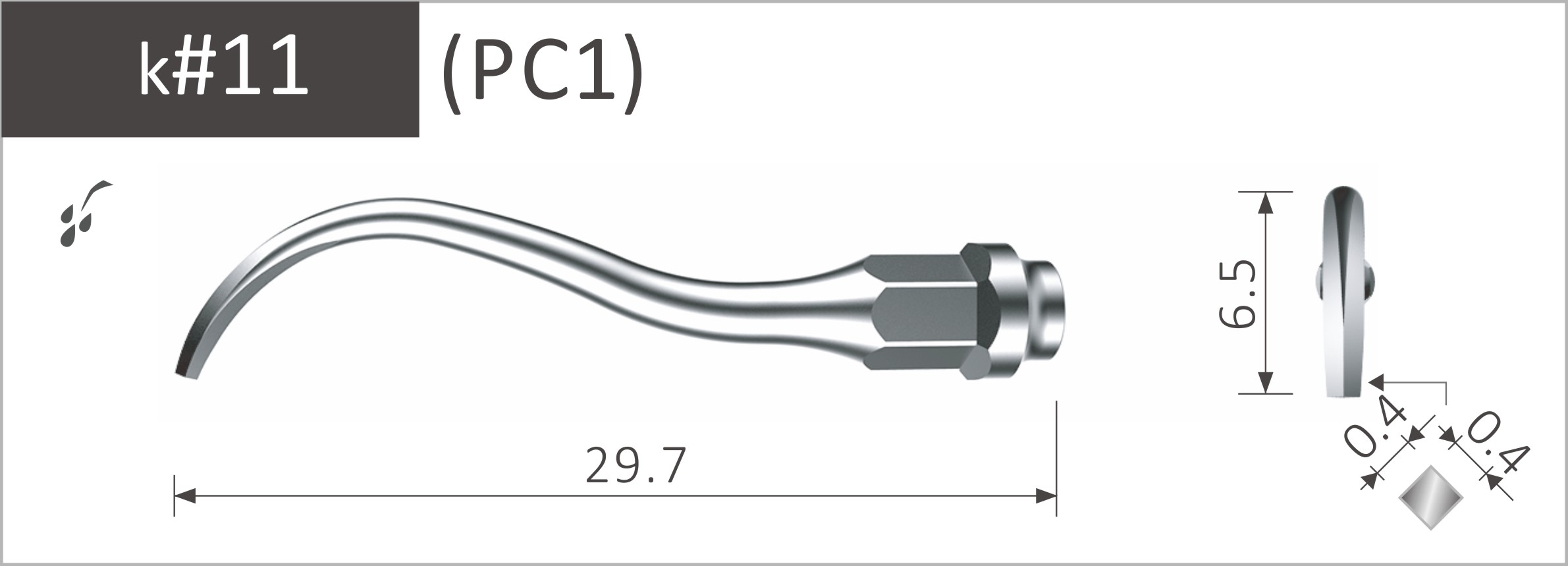 107155696 - Passende Spitzen für KaVo® PIEZOlux® & SONOsoft® - Stück, k#11 (PC1) Wird verwendet, um subgingivalen Zahnstein zu entfernen. 