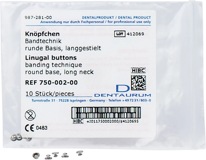 Packung 10 Knöpfchen runde Basis, langgestielt