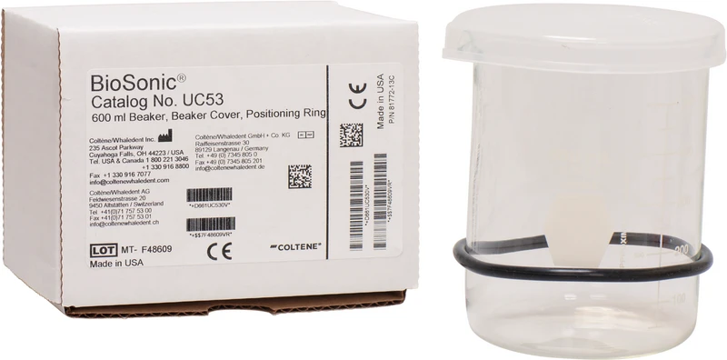 Packung 600 ml Becherglas, Deckel, Positionierring