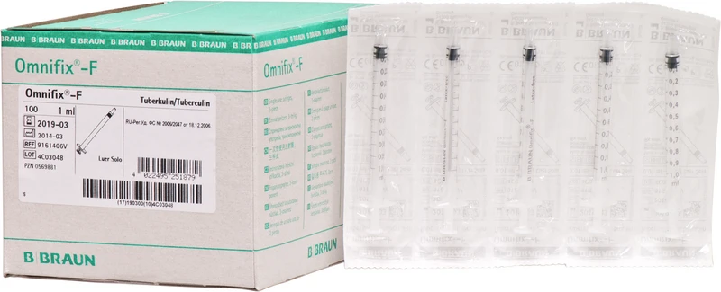 Packung 100 Stück 1 ml, ohne Kanüle, 3-teilig
