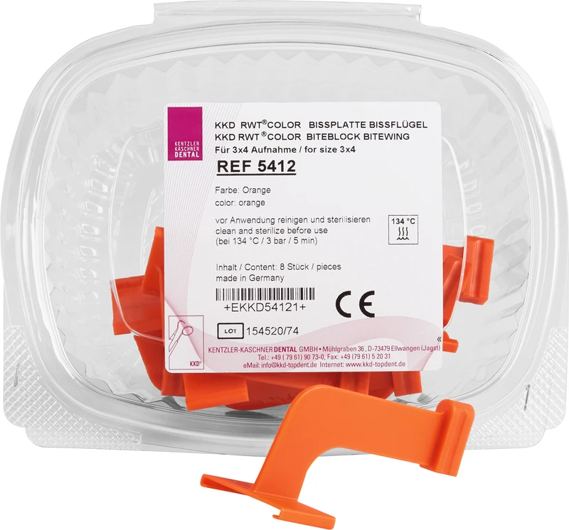 Packung 8 Bissplatten orange, Größe 2, Bissflügel