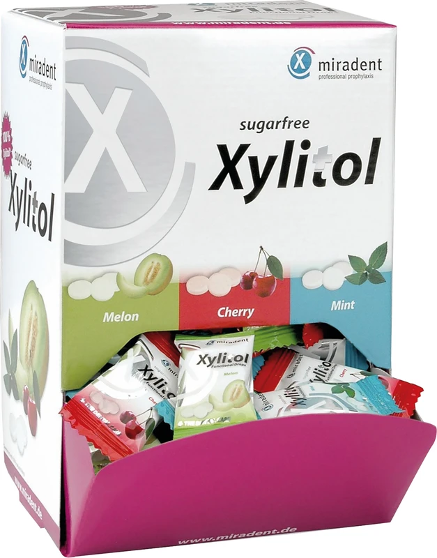 101116 - Xylitol Drops - Schüttbox 100 Stück sortiert (Kirsche, Melone, Minze)