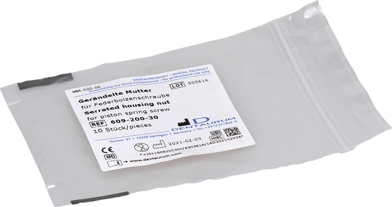 Packung 10 gerändelte Muttern, 3 mm