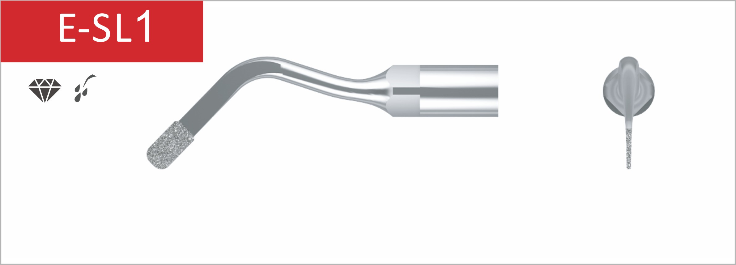  Stück, E-SL1 Sinus-Knochenfenster-Osteotomie. Diamantbeschichtete Spitze für vestibulären Knochenfensterschnitt und Dämpfung scharfer Winkel.