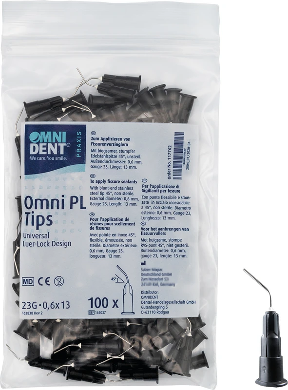 Beutel 100 Stück L 13 mm, Ø 0,6 mm, 45°, G23