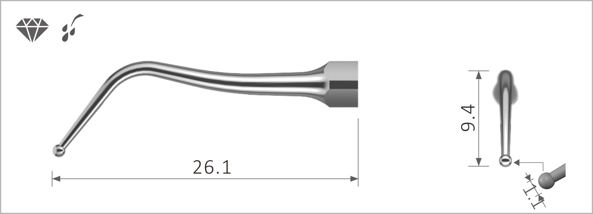 Stück, SB1 Passend f. EMS® Kugeldiamantspitze, zur Präparation von Kauflächen und Halskämmen. Stück, SB1 Passend f. EMS® Kugeldiamantspitze, zur Präparation von Kauflächen und Halskämmen.