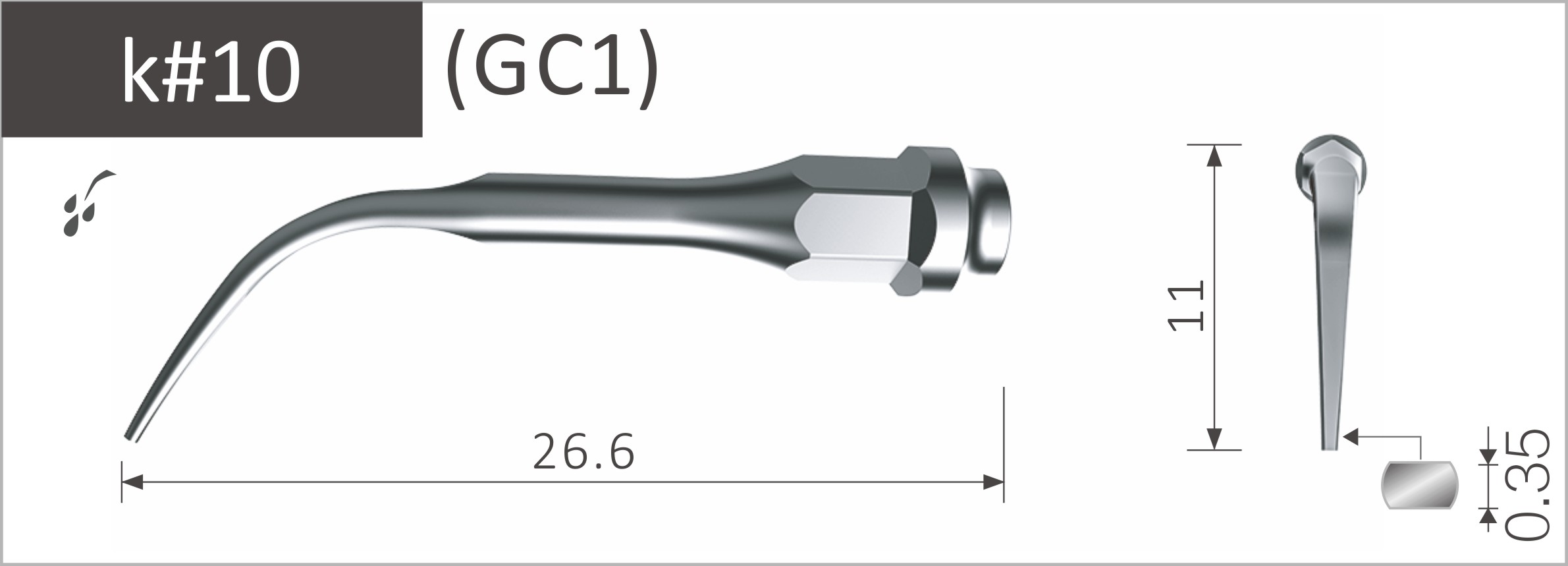 Stück, k#10 (GC1) Zur Entfernung von Zahnstein und Plaque von supragingivalem Interdentalstein. Stück, k#10 (GC1) Zur Entfernung von Zahnstein und Plaque von supragingivalem Interdentalstein.