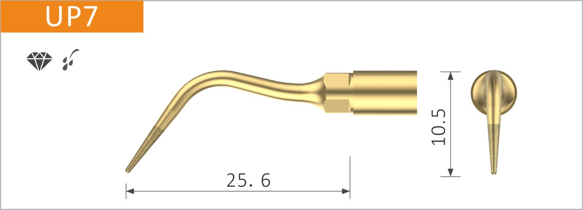 107155849 - Scaling Spitzen - Passend f. MECTRON® Chirurgiegeräte - Stück, UP7 Mikro-Osteoplastik. Interproximale Osteoplastik und Wurzelglättung. 