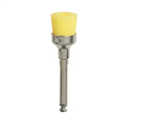 114001646 - Polierbürste mit Metallschaft, Junior Cup & flach - Packung 100 Stück, Gelb, X-Soft 