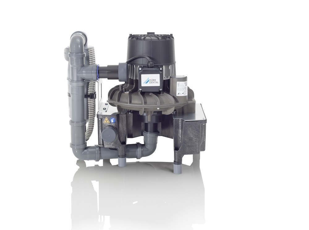  zentrale Saugmaschine bis 3 Arbeitsplätze, bei 2 Behandlern gleichzeitig, mit Kondensatabscheiderund Steuereinheit 