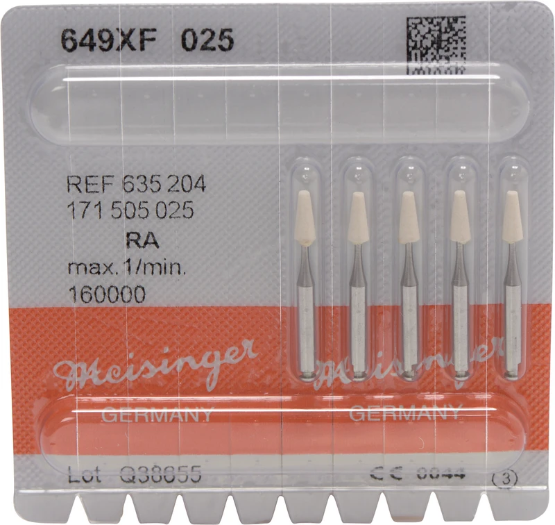 82848 - Keramische Schleifer 649 - Packung 5 Stück weiß extra fein, RA, Figur 171, 6 mm, ISO 025 82848 - Keramische Schleifer 649 - Packung 5 Stück weiß extra fein, RA, Figur 171, 6 mm, ISO 025