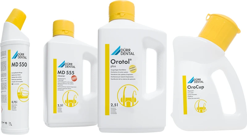 Basis-Set 2,5 Liter Orotol Plus, 2,5 Liter Flasche MD 555 cleaner, 750 ml MD 550, 1 Orocup