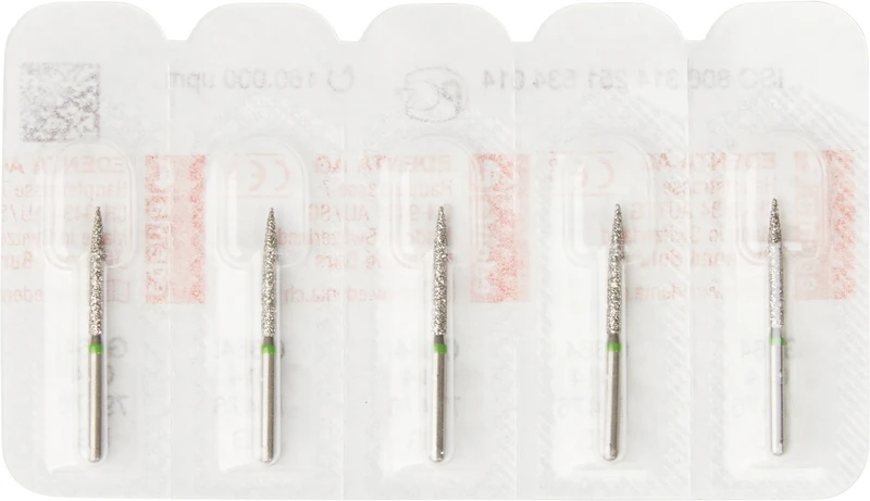 91706 - Diamanten 864 - Packung 5 Stück grün grob, FG, Figur 251 Flamme, 12 mm, ISO 014