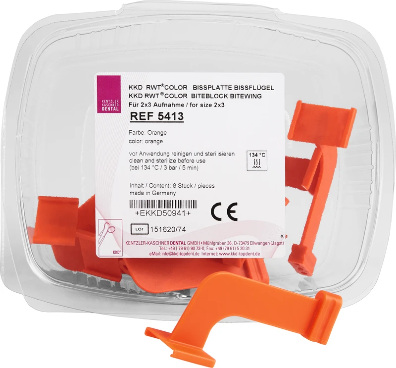 Packung 8 Bissplatten orange, Größe 0, Bissflügel