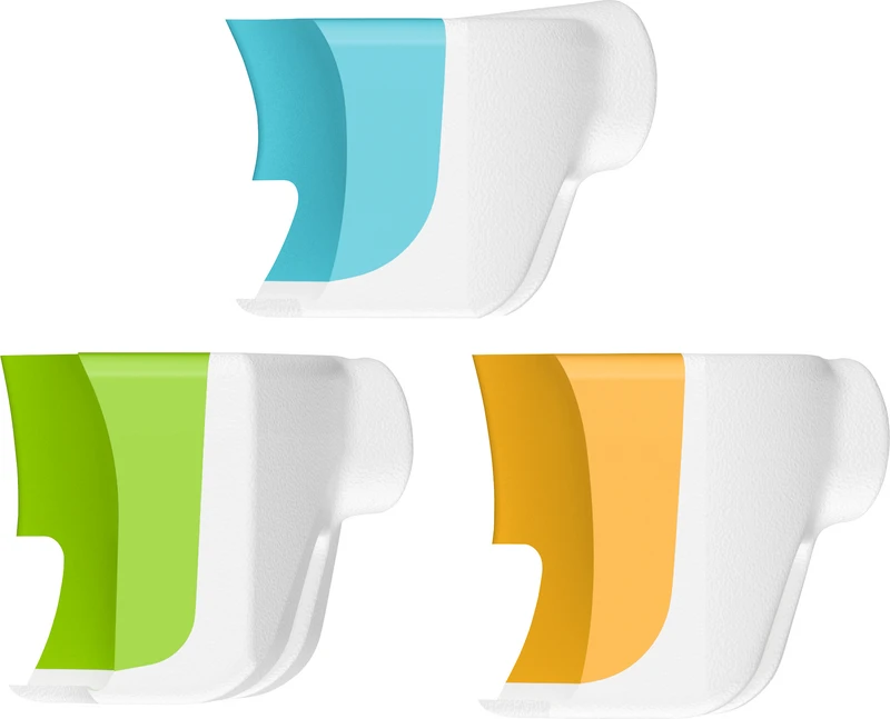 Set 3 Stück (1 x breit-grün, 1 x lang-orange, 1 x kurz-blau) Set 3 Stück (1 x breit-grün, 1 x lang-orange, 1 x kurz-blau)