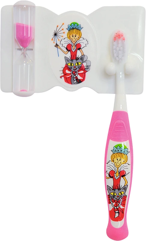 Packung Fee (1 Zahnbürste, 1 Zahnbürstenhalter mit Zahnputzuhr) pink