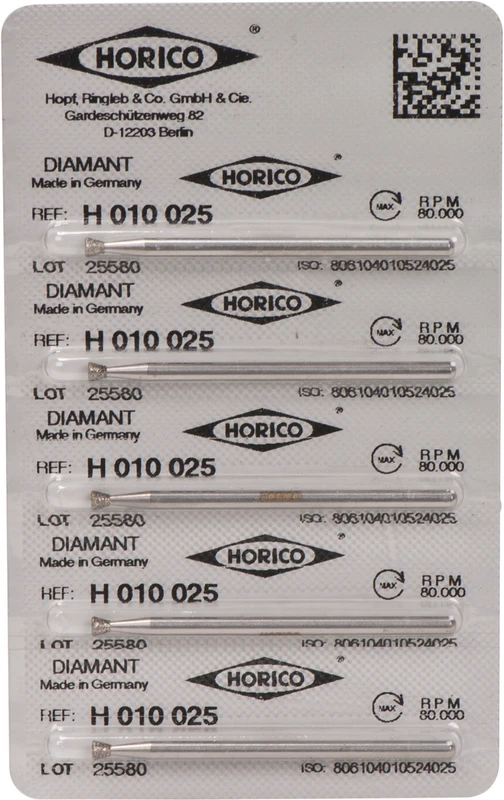 17987 - Diamantschleifer H 010 - Packung 5 Stück HP, Figur 010, 2 mm, ISO 025