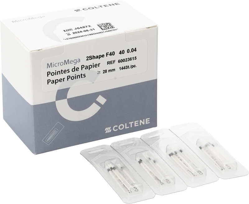 208230 - 2Shape Paper Points - Packung 144 Stück F40, CP, Taper .04, ISO 040