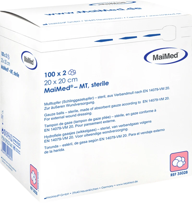 Packung 100 Blister x 2 Tupfer, 20 x 20 cm Packung 100 Blister x 2 Tupfer, 20 x 20 cm