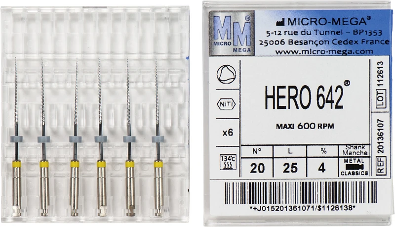 30190 - HERO 642 Feilen - Packung 6 Stück 25 mm, Taper.04, ISO 020