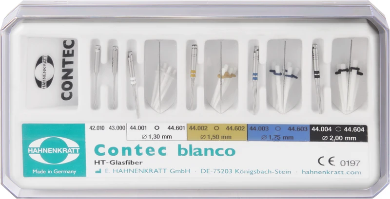 Standard Set 2 Kanalerweiterer, 5 Kalibrierbohrer, 21 Wurzelstifte, Messschablone, Box leer