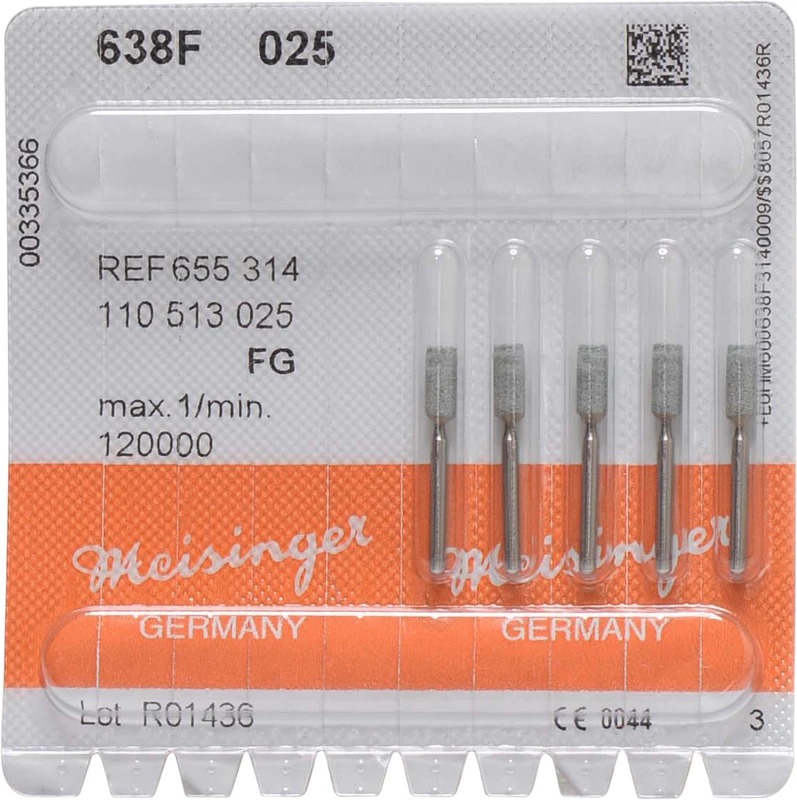 Packung 5 Stück grün fein, FG, Figur 110, 6 mm, ISO 025 Packung 5 Stück grün fein, FG, Figur 110, 6 mm, ISO 025