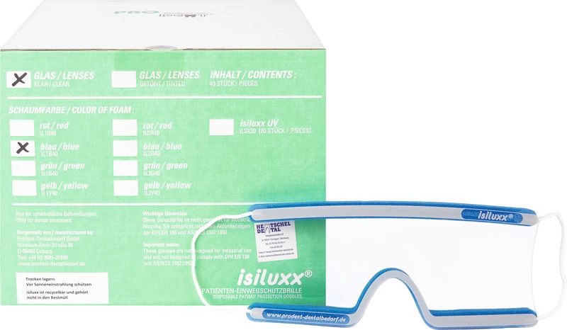 Packung 40 Stück blau, klare Gläser