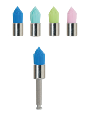 114001584 - Polierbürste mit CA-Mini-Schaft, konisch - Packung 100 Stück, Bunt gemischt, Soft 