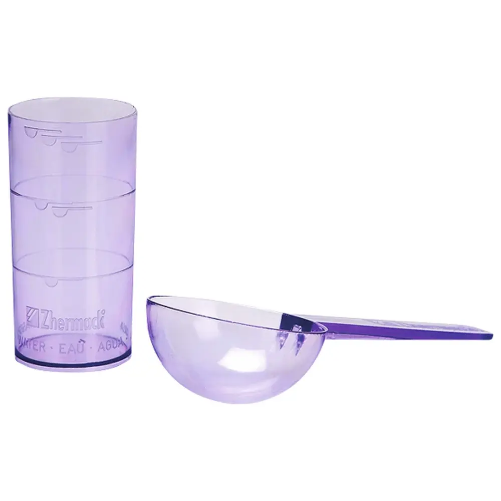 Packung 1 Löffel lila, 1 Messbecher lila